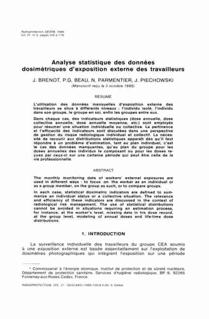 Analyse statistique des données dosimétriques dexposition externe