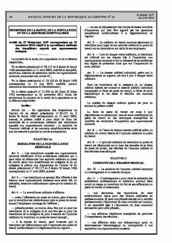 JOURNAL OFFICIEL DE LA REPUBLIQUE ALGERIENNE NA 24 20