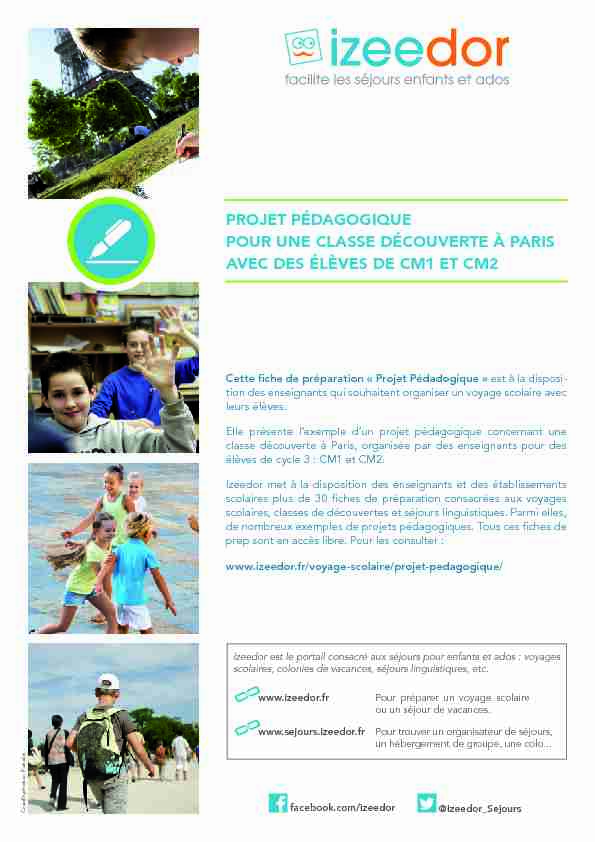 Projet pédagogique de voyage scolaire à Paris pour des CM1 et CM2