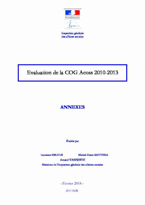 Evaluation de la COG Acoss 2010-2013