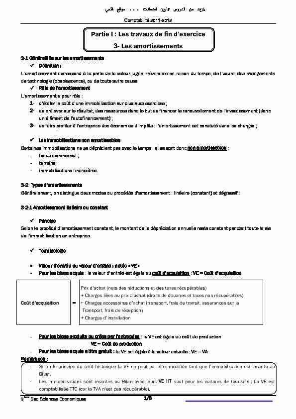 [PDF] Les amortissements- Travaux de fin dexercice- 2 Bac  - 9alami