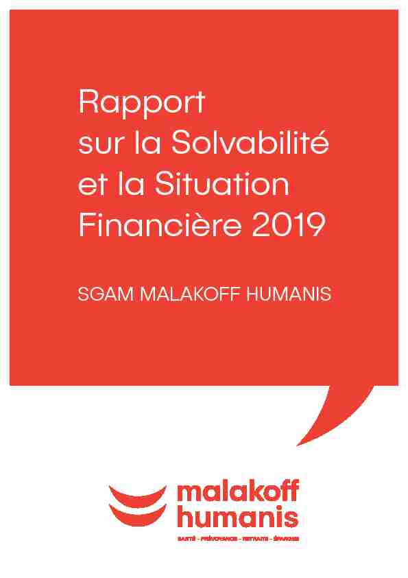 [PDF] Rapport sur la Solvabilité et la Situation Financière 2019
