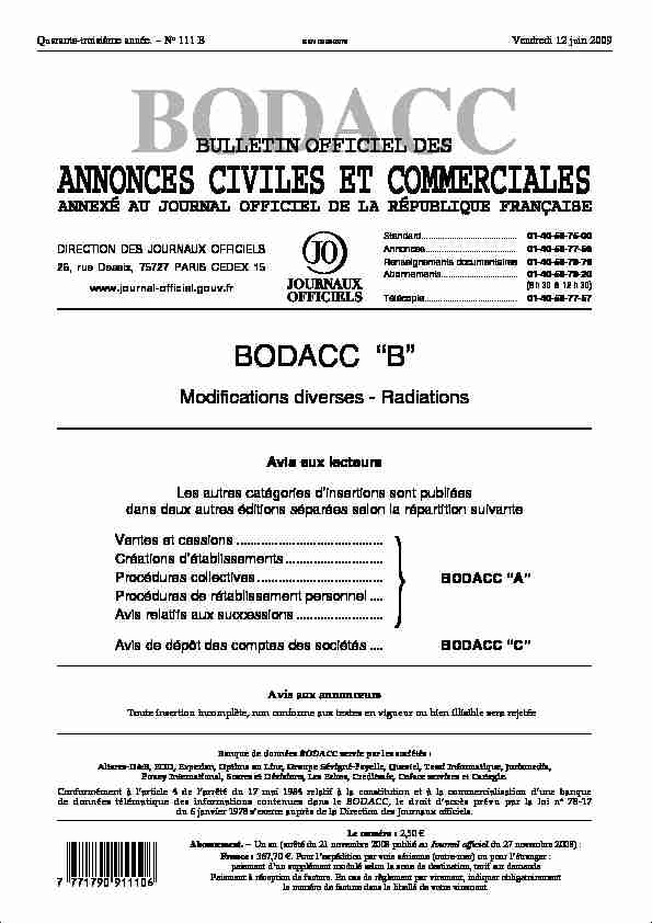 [PDF] bodacc bulletin officiel des annonces civiles et commerciales
