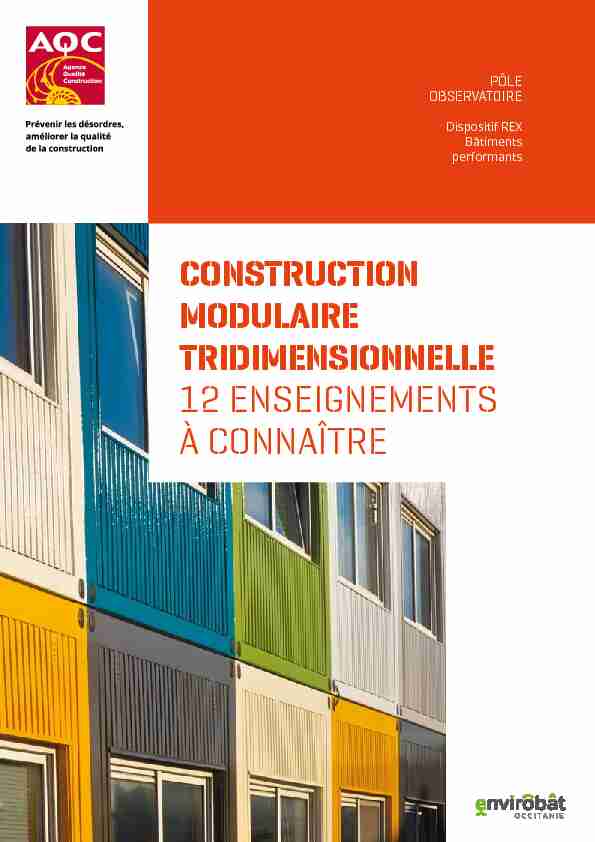 AQC - Rapport REX « Construction modulaire tridimensionnelle - 12
