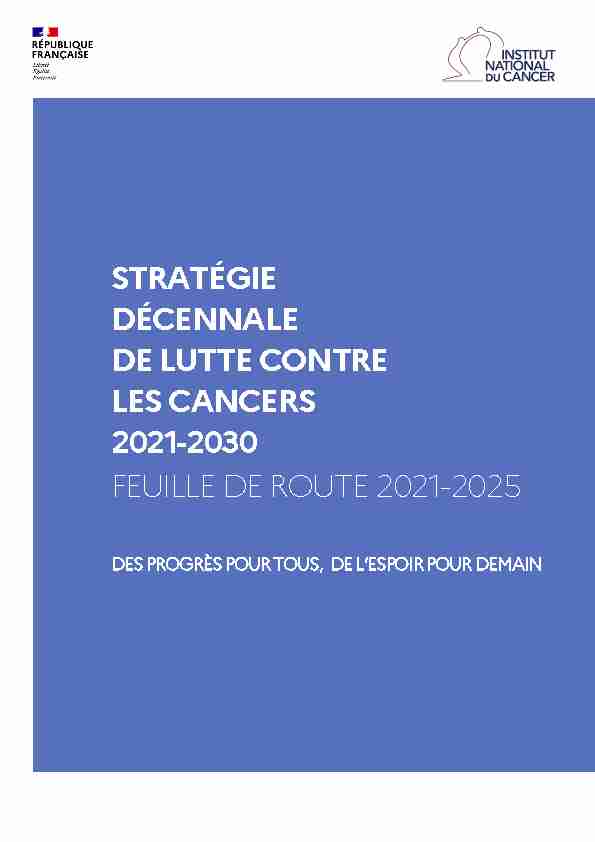 Stratégie décennale de lutte contre les cancers 2021-2030. Feuille