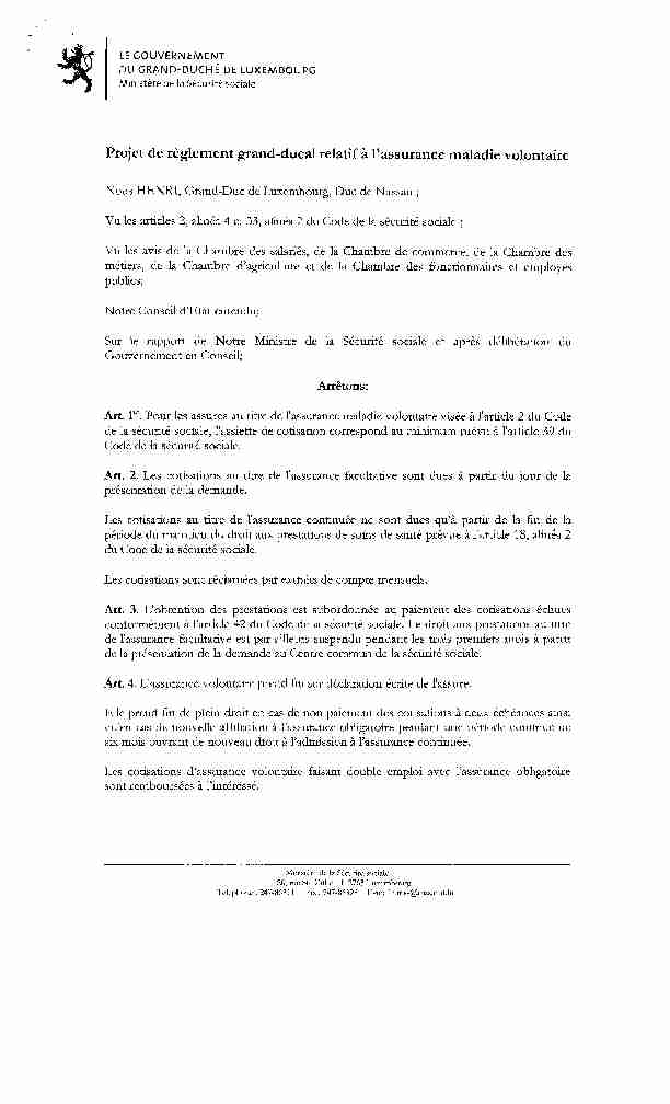 Texte du projet de règlement grand-ducal 49.267