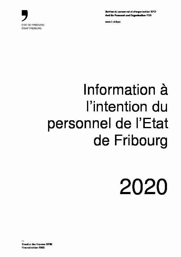 Information à lintention du personnel de lEtat de Fribourg