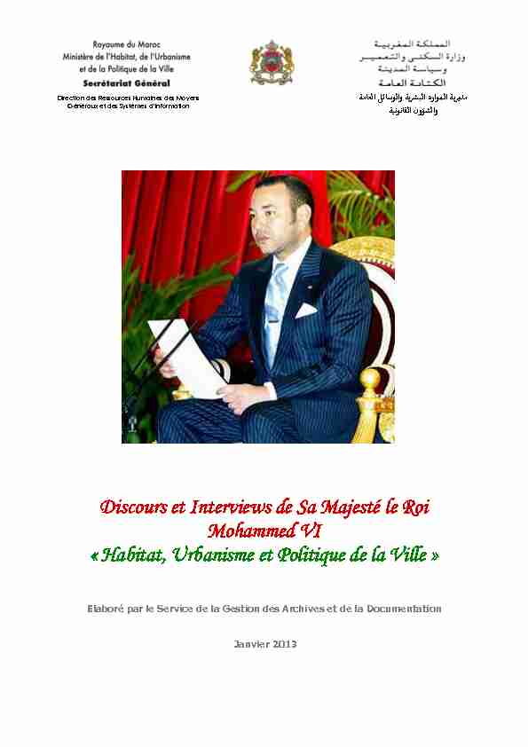 Discours et Interviews de Sa Majesté le Roi Mohammed VI « Habitat