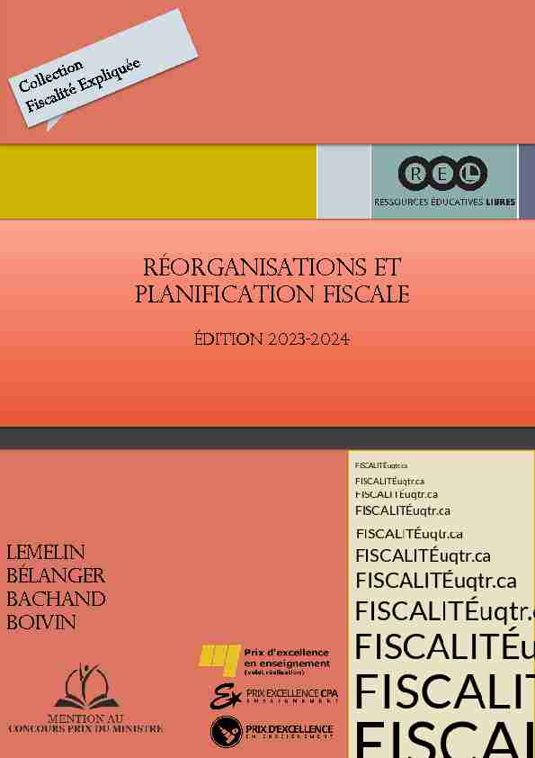 Réorganisations et planification fiscale
