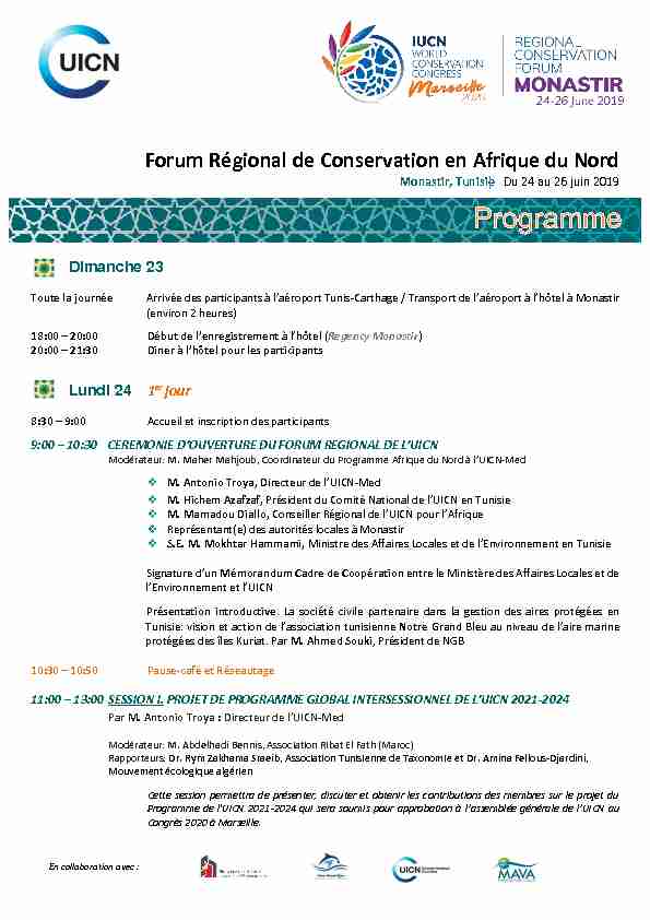 Forum Régional de Conservation en Afrique du Nord