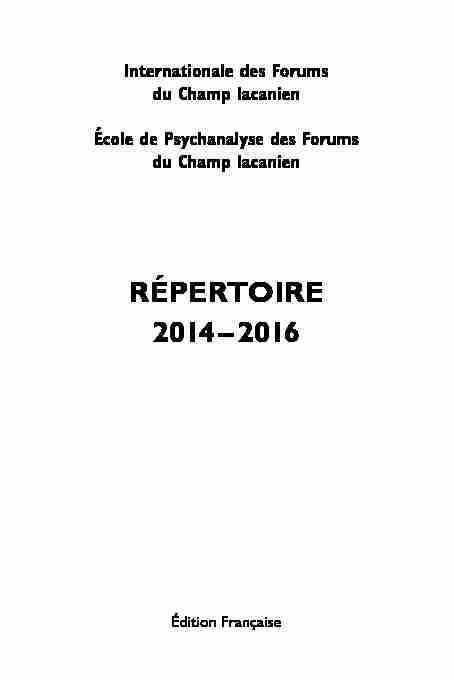 REPERTOIRE 2012-2014 EPFCL
