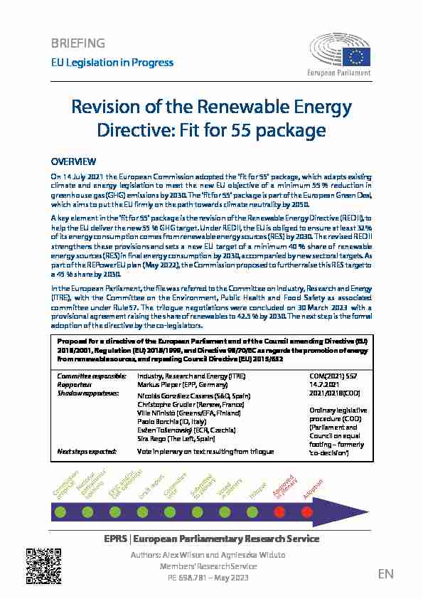 Revision of the Renewable Energy Directive: Fit for 55 package