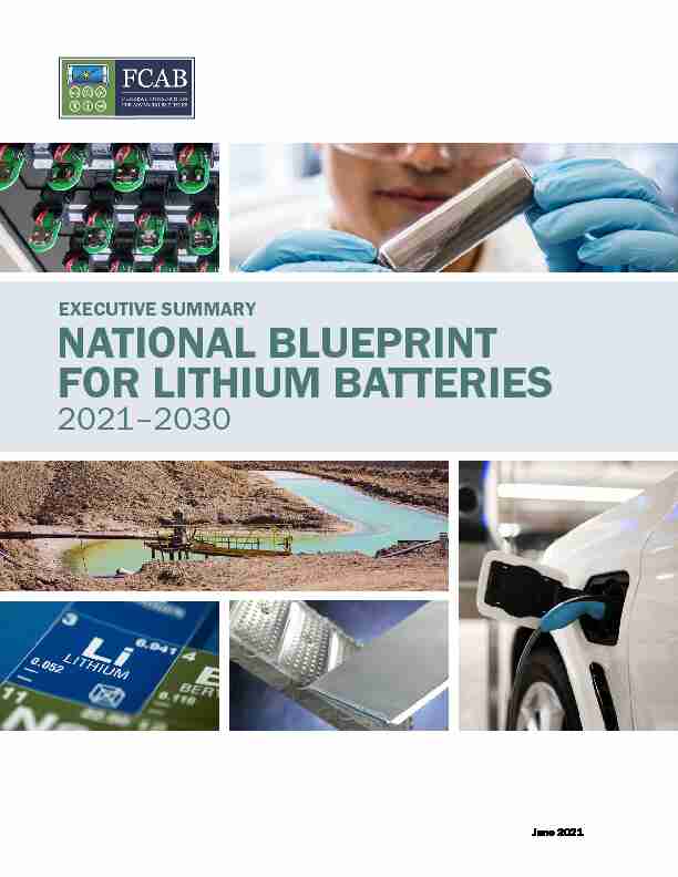 National Blueprint for Lithium Batteries 2021-2030