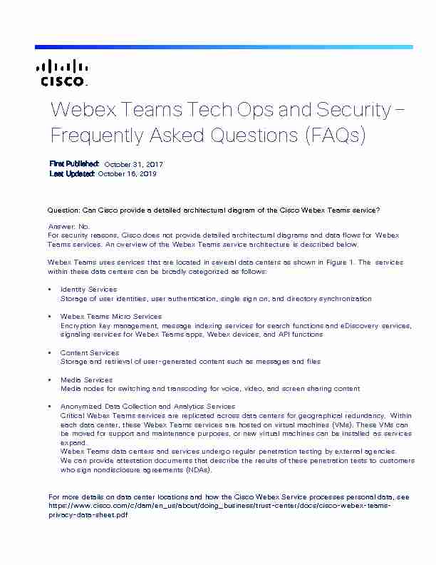 Cisco Webex Teams Security – Frequently Asked Questions (FAQs)