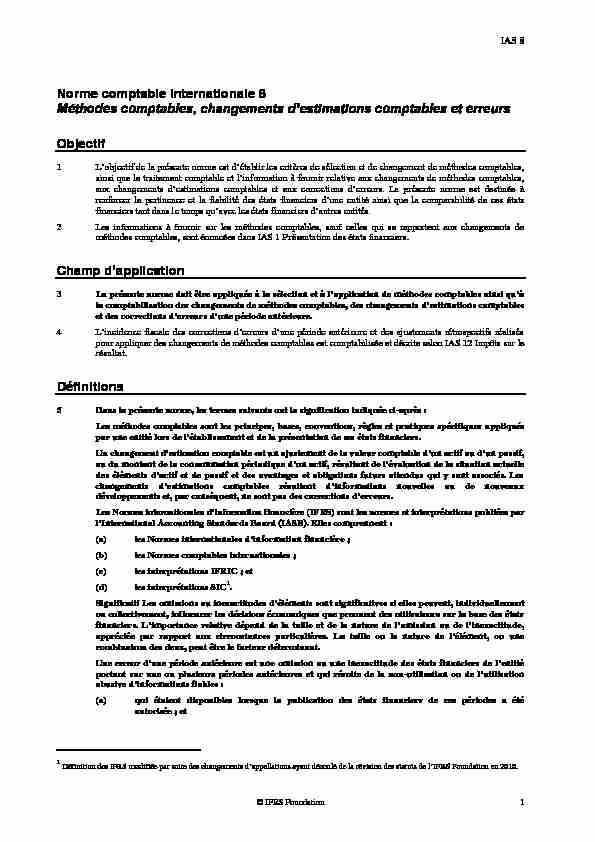 [PDF] Norme comptable internationale 8 Méthodes comptables