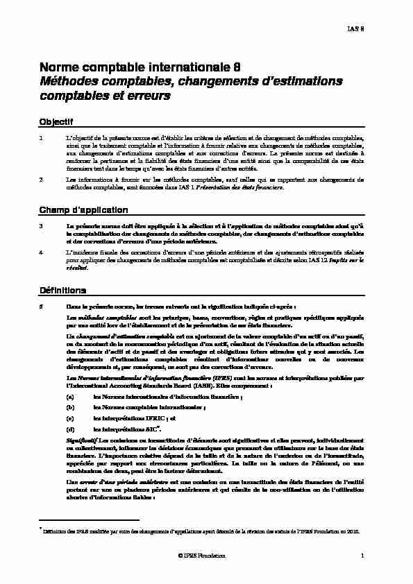 [PDF] NORME COMPTABLE INTERNATIONALE IAS 8 (RÉVISÉE EN 1993