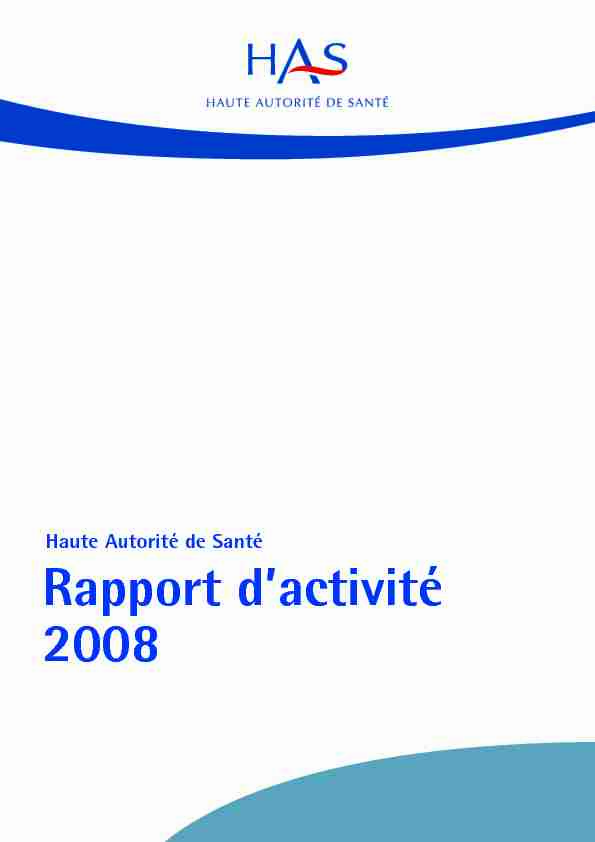 Haute Autorité de Santé - Rapport dactivité 2008
