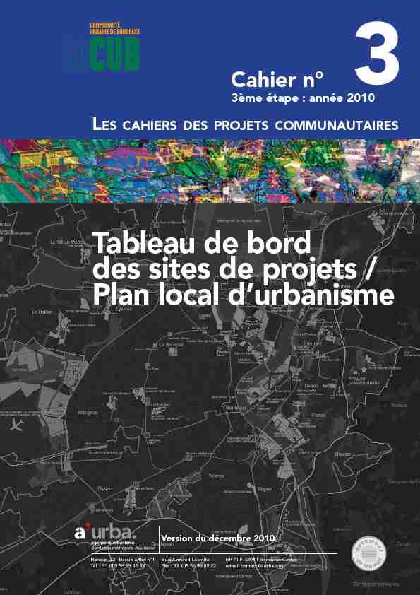 [PDF] Tableau de bord des sites de projets / Plan local durbanisme - aurba