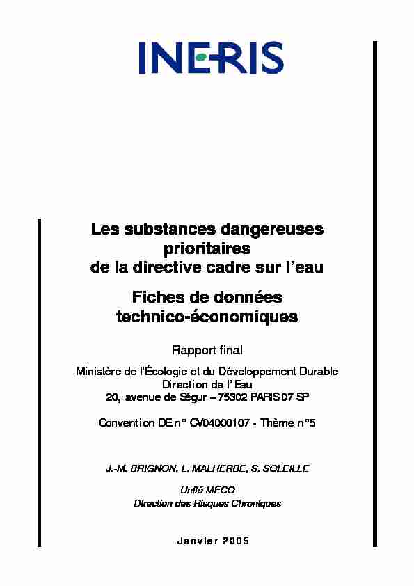 [PDF] Les substances dangereuses prioritaires de la directive  - Ineris