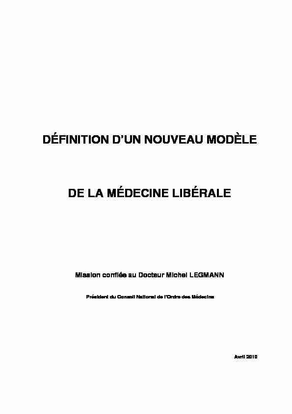 [PDF] Dfinition dun nouveau modle de la mdecine librale - SNOF