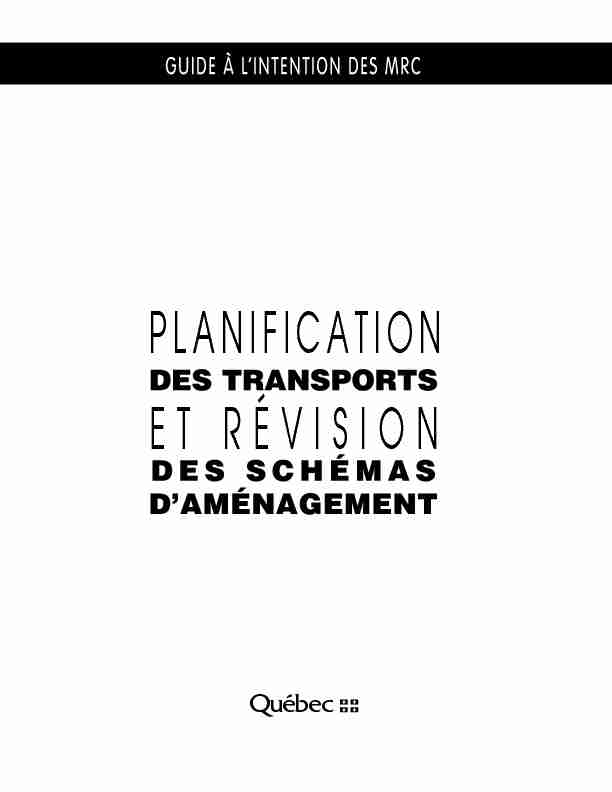 Planification des transports et révision des schémas daménagement