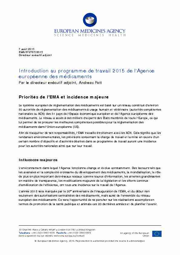 Work programme 2015 introduction