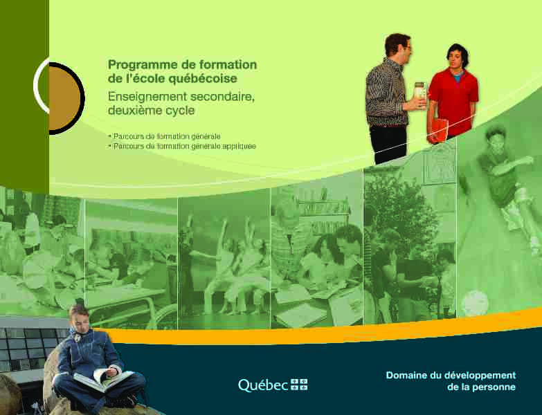 Programme de formation de lécole québécoise - Enseignement