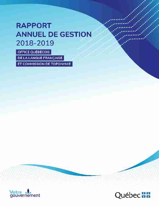 Rapport annuel de gestion 2018-2019 de lOffice québécois de la