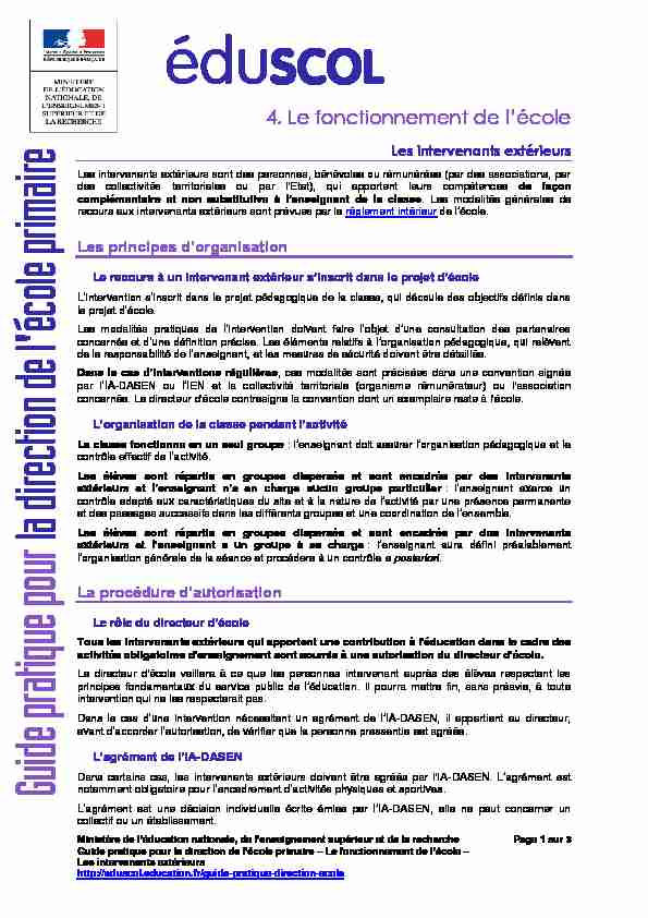 [PDF] Les intervenants extérieurs - mediaeduscoleducationfr - Ministère
