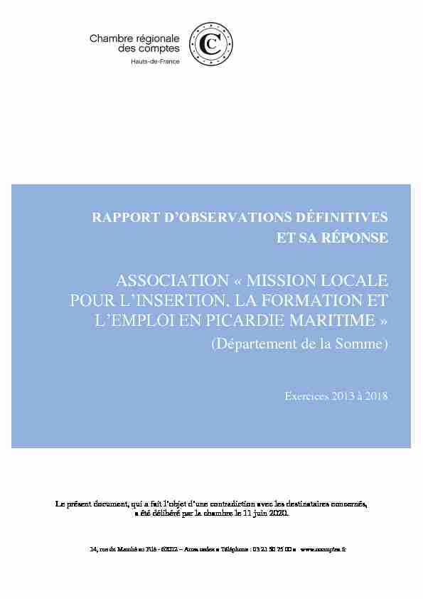 [PDF] MISSION LOCALE POUR LINSERTION, LA  - Cour des comptes
