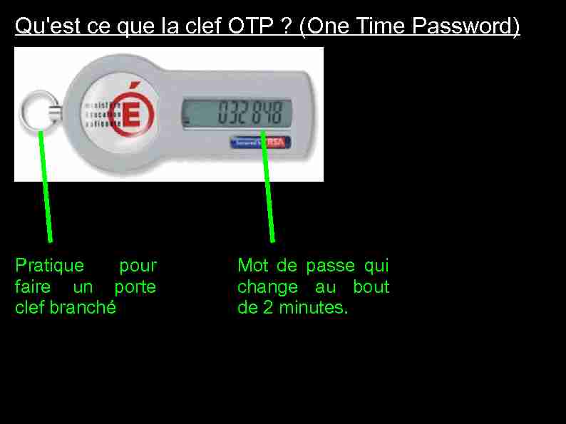 Quest ce que la clef OTP ? (One Time Password)