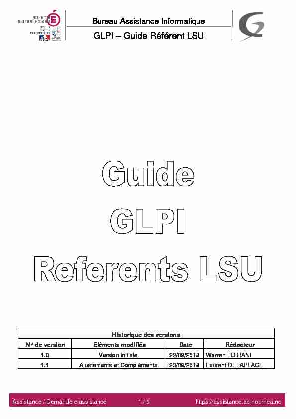 [PDF] Guide GLPI Referent fonctionel