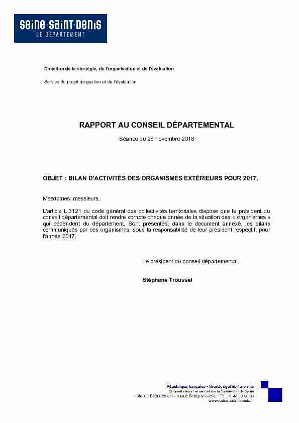 [PDF] RAPPORT AU CONSEIL DÉPARTEMENTAL - Centre de