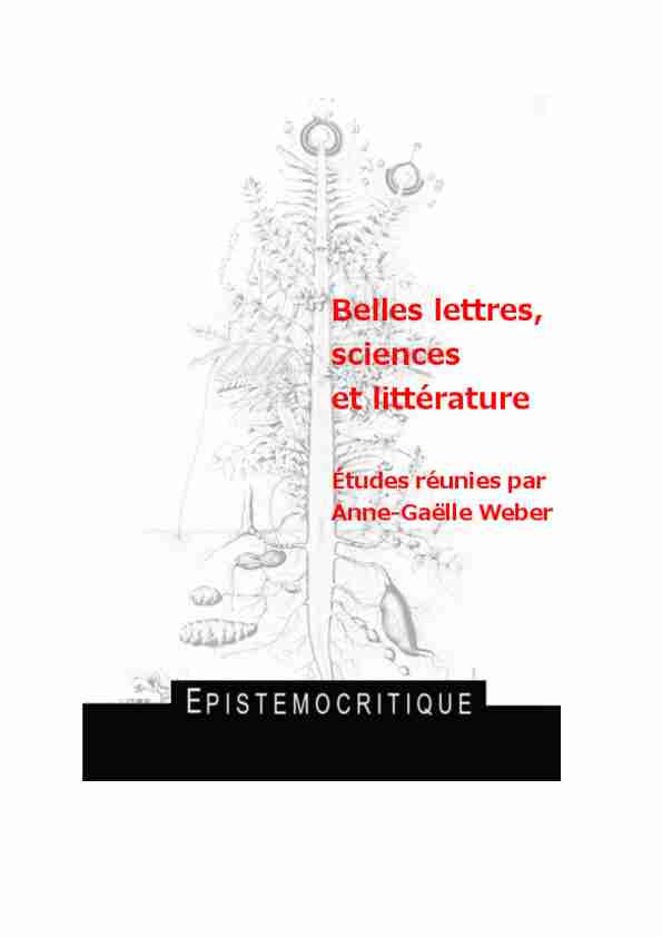 [PDF] Belles lettres sciences et littérature - Épistémocritique