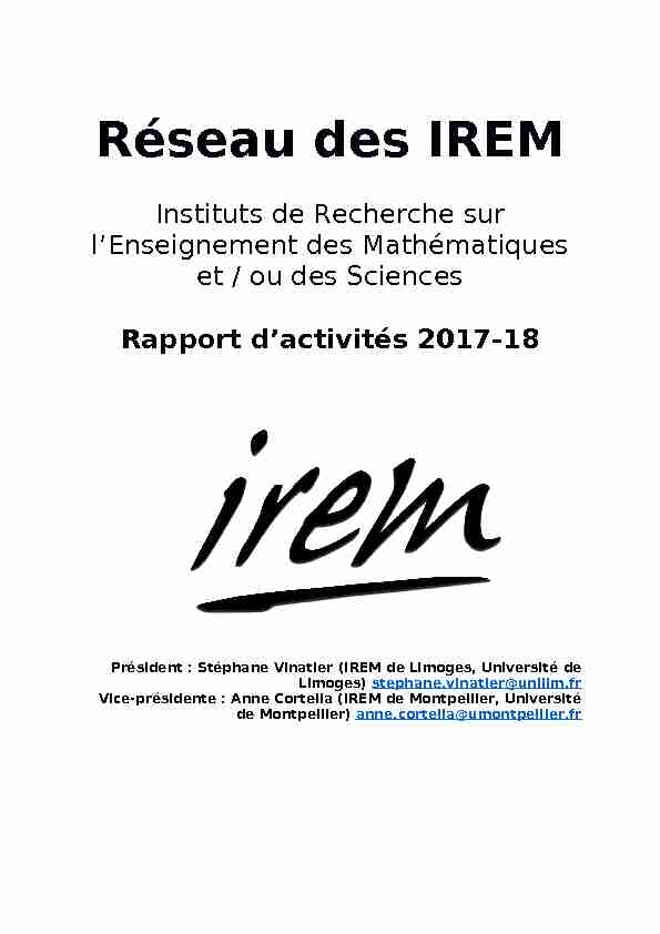 [PDF] Réseau des IREM - Le portail des IREM