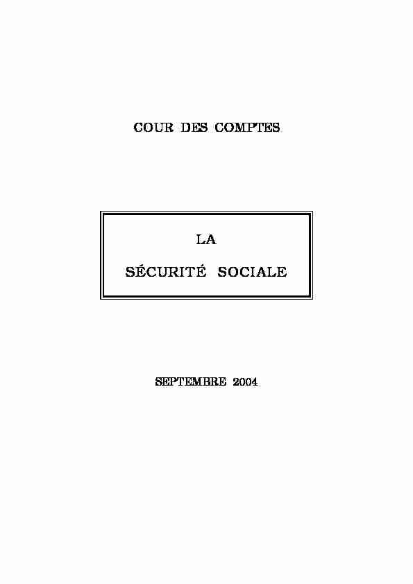 Rapport Sécurité Sociale 2004