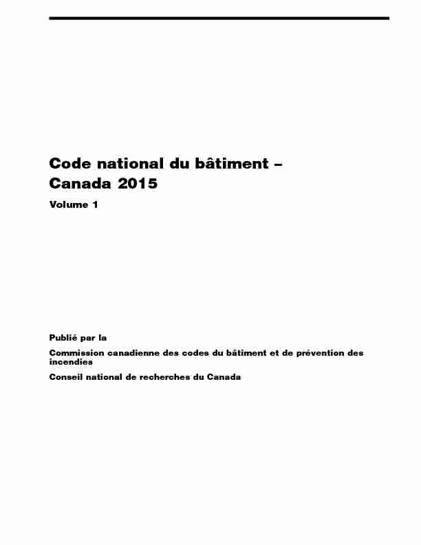 Code national du bâtiment – Canada 2015