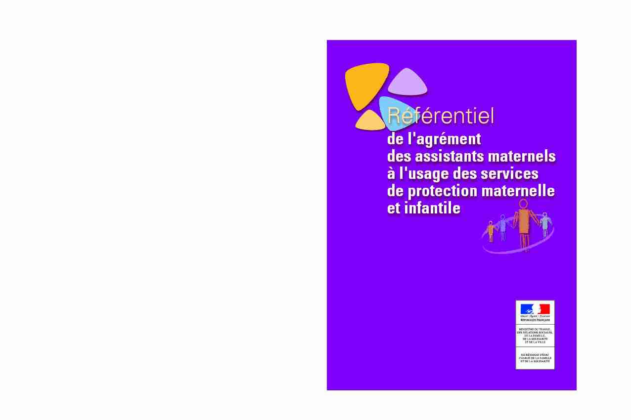 [PDF] Référentiel de lagrément des Assistantes Maternelles - Ministère du