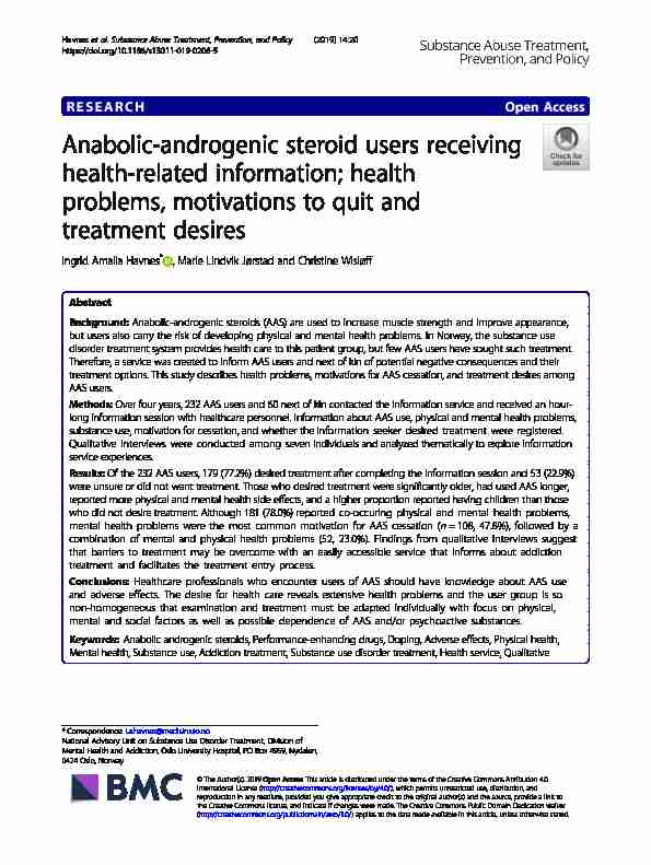 Anabolic-androgenic steroid users receiving health-related