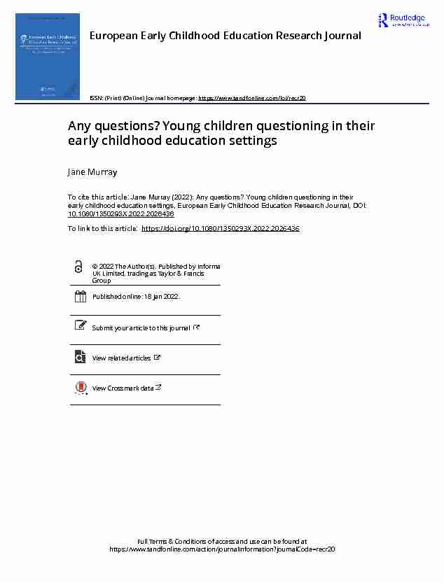 Any questions? Young children questioning in their early childhood
