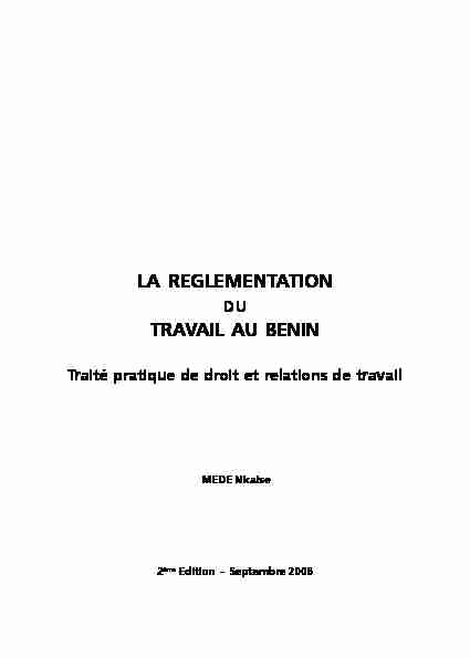 La réglementation du travail au Bénin (2nd. ed.)