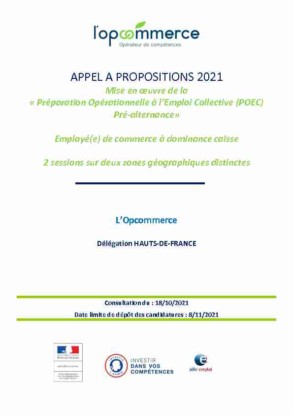 Appel à projet POEC - Hauts-de-France - Employé commerce