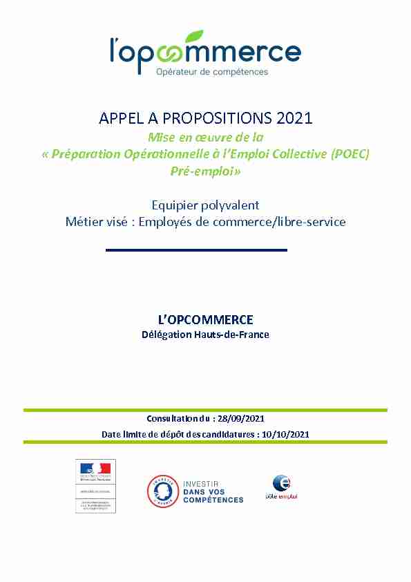 Appel à projet POEC Equipier polyvalent Région Hauts-de-France
