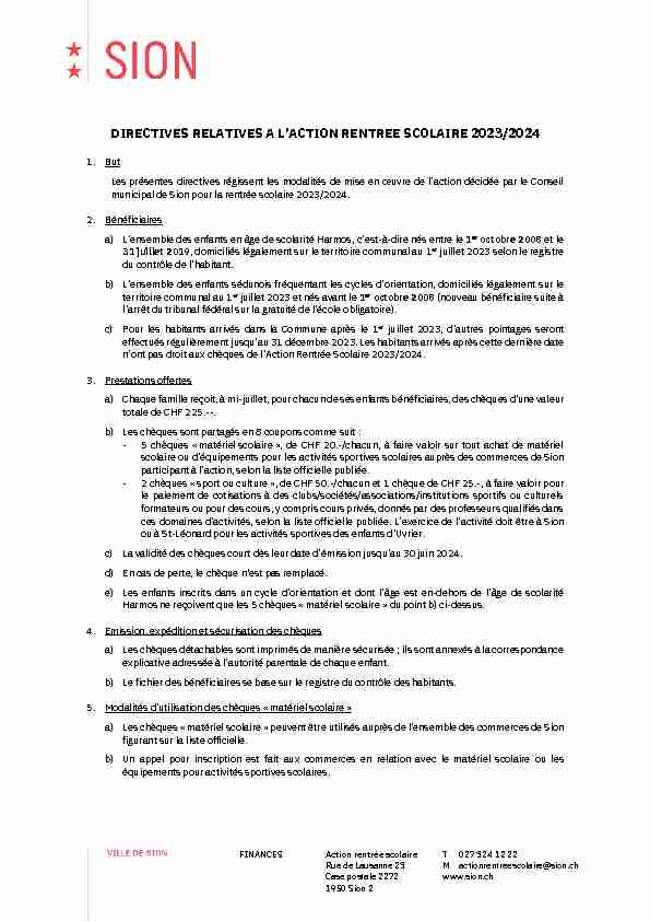 DIRECTIVES RELATIVES A LACTION RENTREE SCOLAIRE 2022