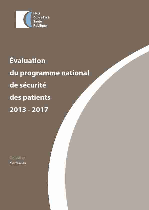 Évaluation du programme national de sécurité des patients 2013-2017