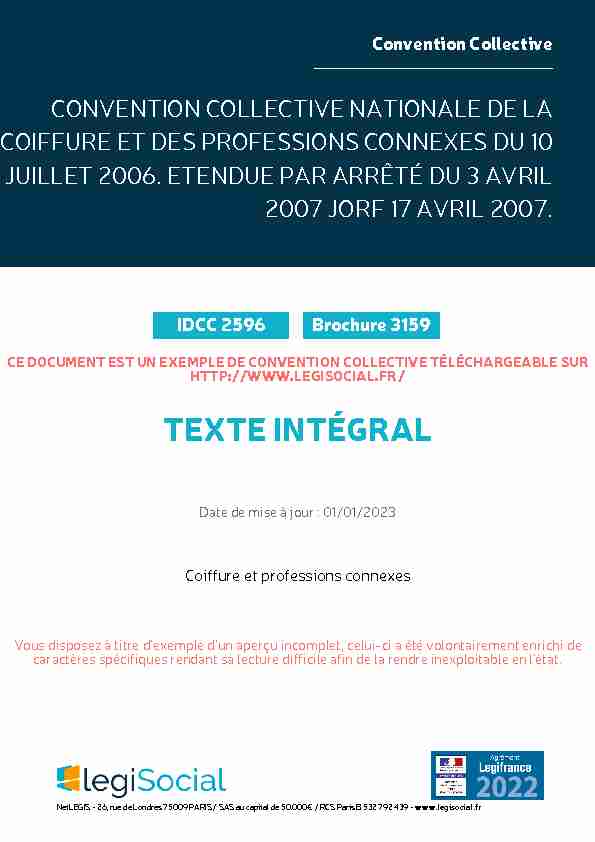 [PDF] Coiffure et professions connexes - LégiSocial