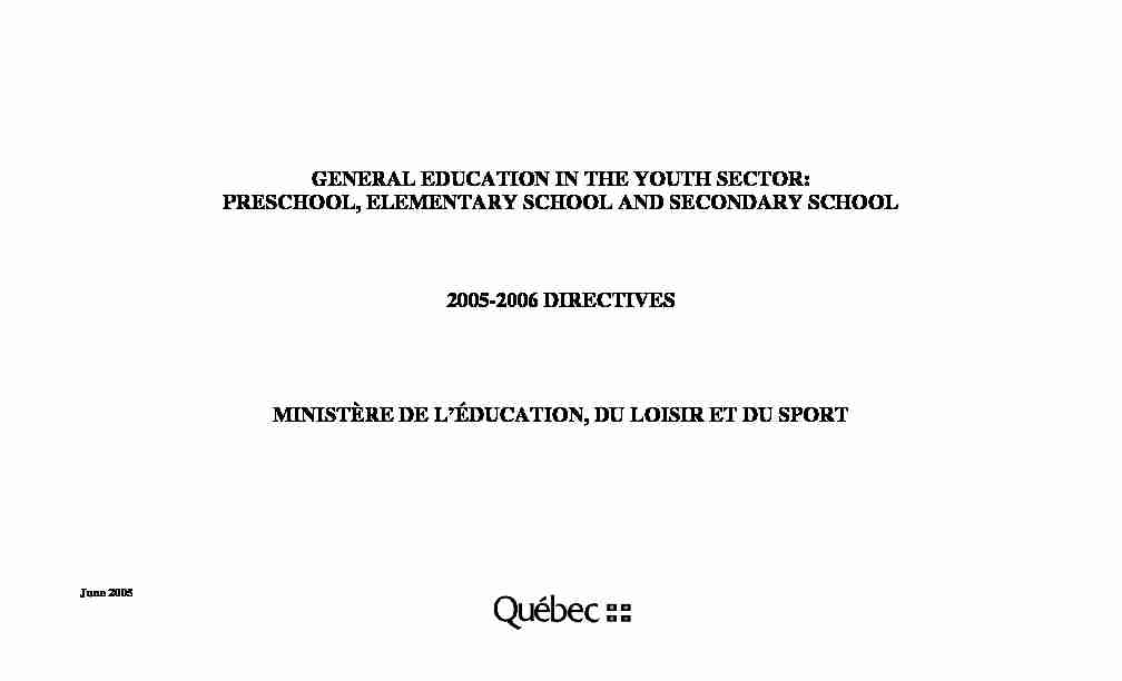 general education in the youth sector: preschool elementary school