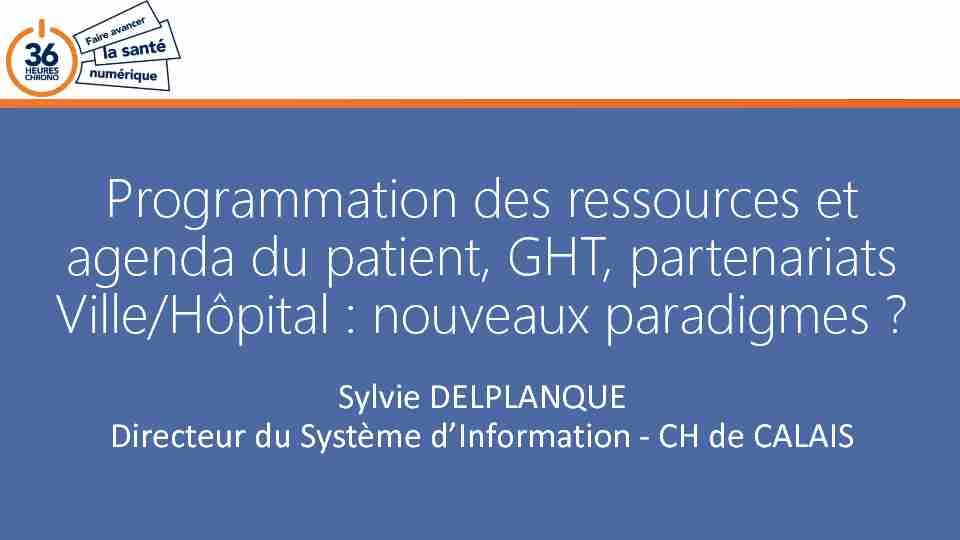 Programmation des ressources et agenda du patient GHT