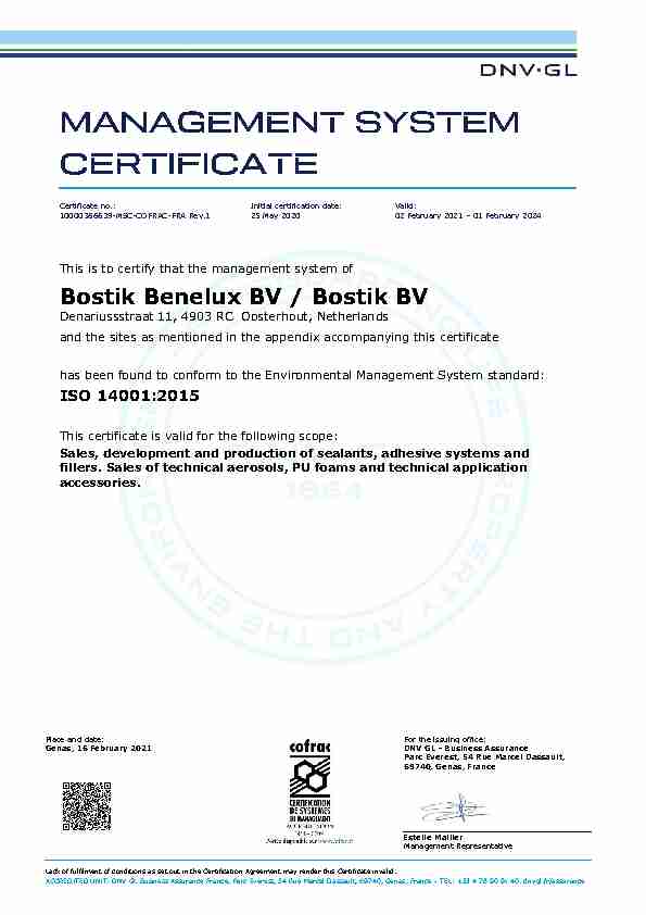 Bostik Benelux BV / Bostik BV