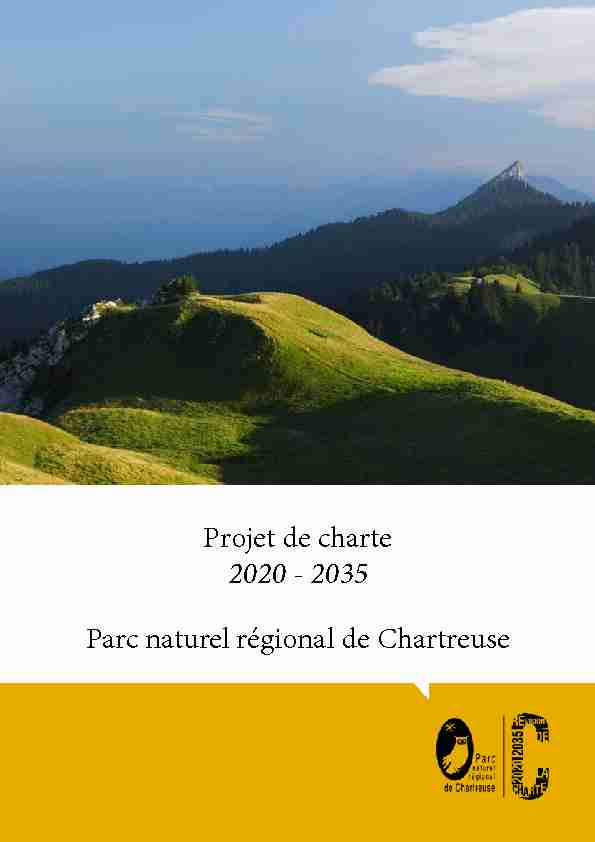 Projet de charte 2020 - 2035 Parc naturel régional de Chartreuse